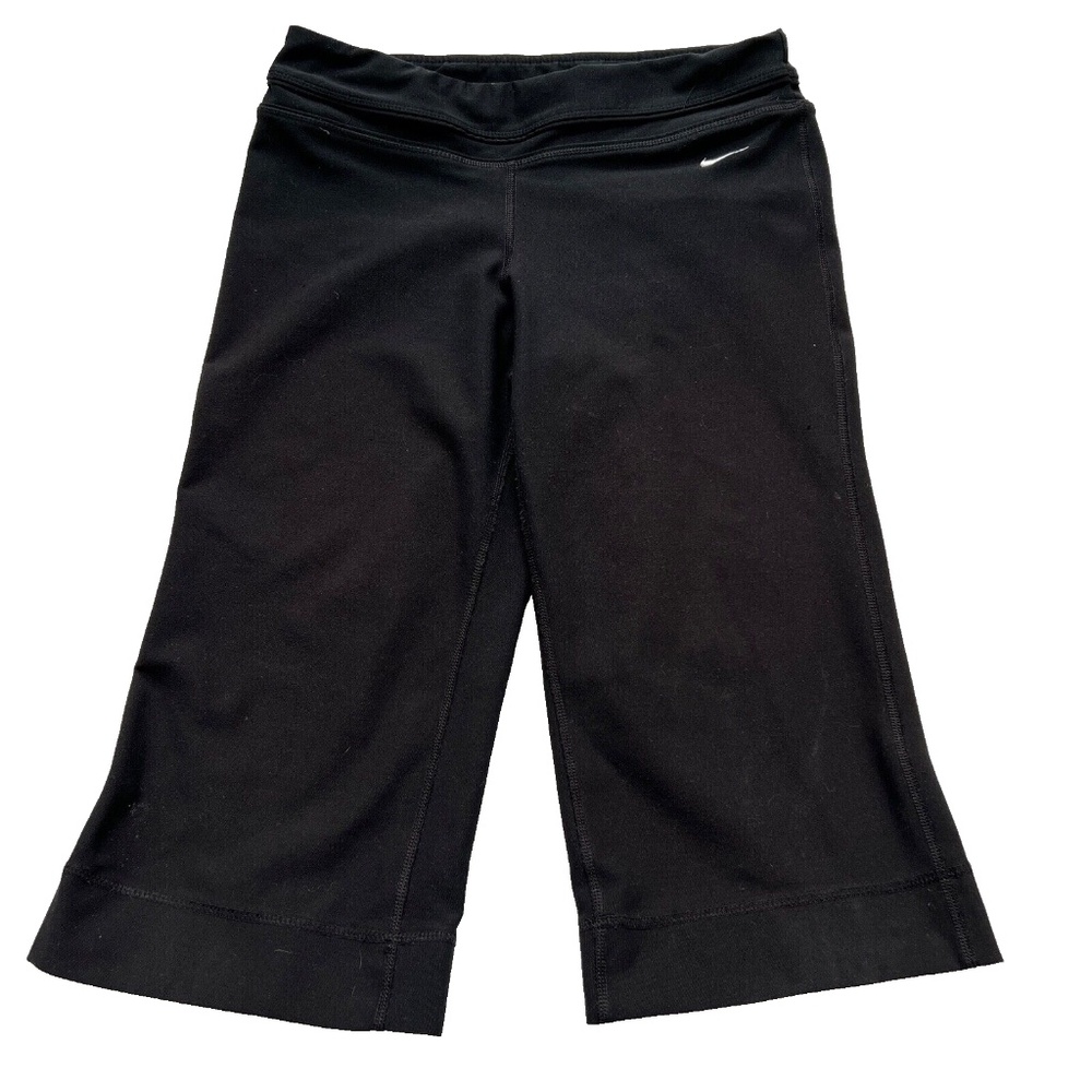 Nike Crop Pants Dri-fiot Size S 4 - 6 Black Yoga Swoosh 8" Rise Hiking
